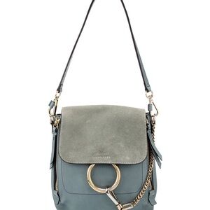 Chloe Faye Blue Leather and Suede Shoulder Bag